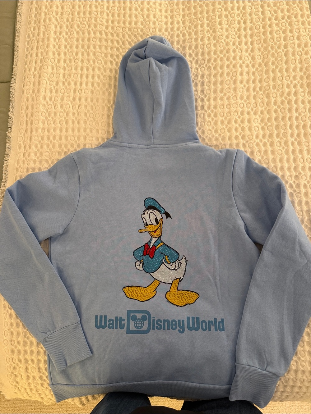 Disney Womens Donald Duck Zip-Up Sweater in Light Blue